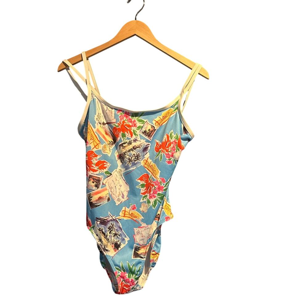 Beach Cabana Size Medium Hawaii Print One Piece Swimsuit Hot Tub Cruise Pool